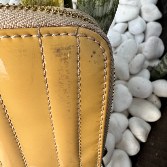 Chloe Wallet (FLAWS) Purse Long Wallet Authentic Beige Mustard Yellow - Picture 12 of 13